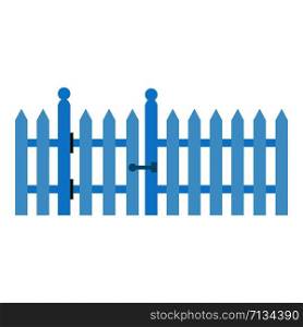 House blue fence icon. Flat illustration of house blue fence vector icon for web design. House blue fence icon, flat style