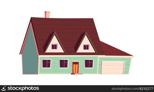 House building isolated, cartoon vector illustration. House building isolated