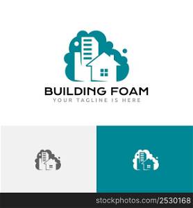 House Building Soap Foam Cleaning Service Negative Space Logo