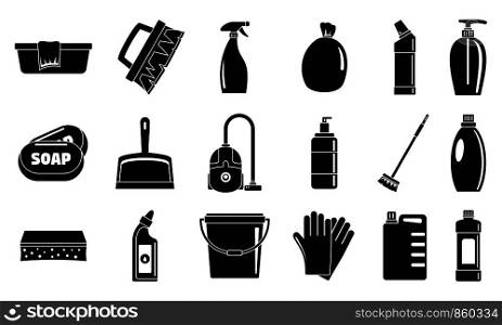 House cleaner equipment icons set. Simple set of house cleaner equipment vector icons for web design on white background. House cleaner equipment icons set, simple style