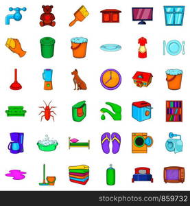 House cleaning icons set. Cartoon style of 36 house cleaning vector icons for web isolated on white background. House cleaning icons set, cartoon style