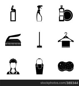 House cleaning icons set. Simple illustration of 9 house cleaning vector icons for web. House cleaning icons set, simple style