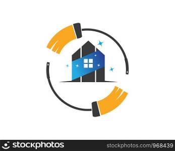 house cleaning service icon logo vector illustration template