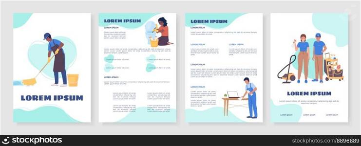 House cleaning services flat vector brochure template. Booklet, leaflet printable color designs. Editable magazine page, reports kit with text space. Sigmar One, Balsamiq Sans, Comfortaa fonts used. House cleaning services flat vector brochure template