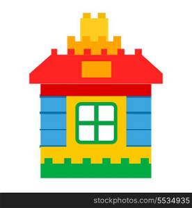 House constructor toy for children play vector illustration isolated on white. Home building developing childs creativity construction. House Constructor Toy for Children Play Vector