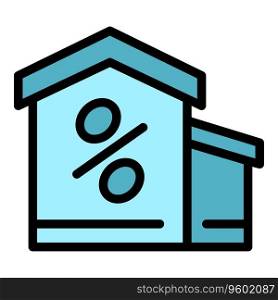 House credit icon outline vector. Small bank. Document local color flat. House credit icon vector flat