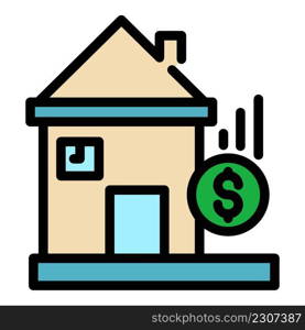 House credit rate icon. Outline house credit rate vector icon color flat isolated. House credit rate icon color outline vector