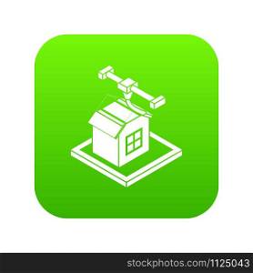 House d printing icon green vector isolated on white background. House d printing icon green vector