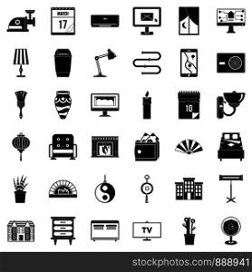 House decoration icons set. Simple style of 36 house decoration vector icons for web isolated on white background. House decoration icons set, simple style