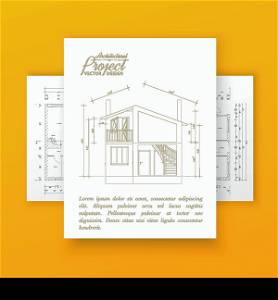 House design over orange wall. Vector illustration.