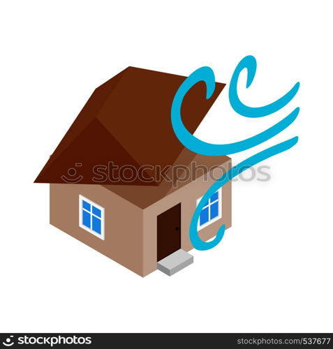 House destroyed by hurricane icon in isometric 3d style on a white background. House destroyed by hurricane icon