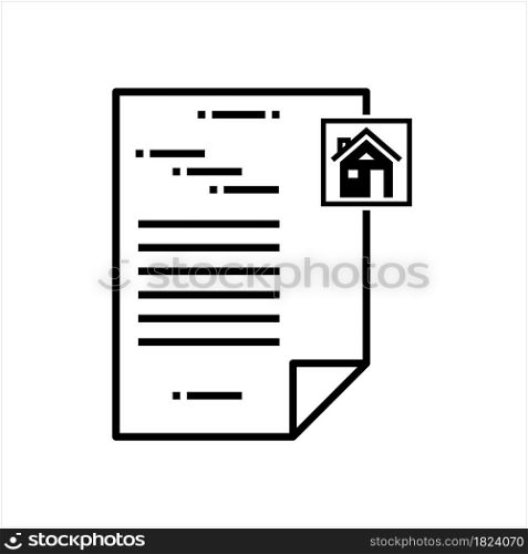 House Document Icon, Home Document Icon, Property, Real Estate Document Vector Art Illustration