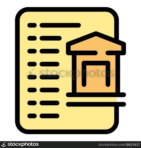House document icon outline vector. Loan application. Credit finance color flat. House document icon vector flat