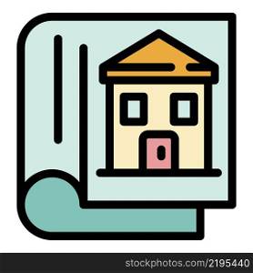 House documentation icon. Outline house documentation vector icon color flat isolated. House documentation icon color outline vector