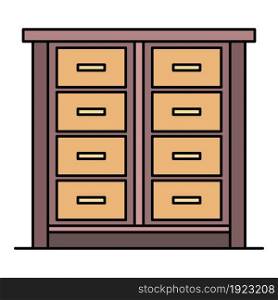 House drawer icon. Outline house drawer vector icon color flat isolated on white. House drawer icon color outline vector