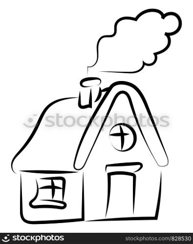 House drawing, illustration, vector on white background.