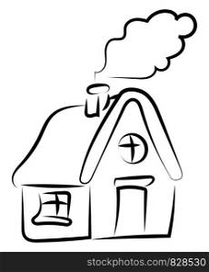 House drawing, illustration, vector on white background.