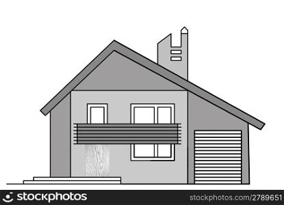 house drawing on white background, vector illustration