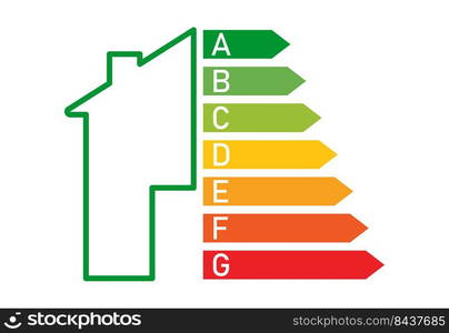 House energy scale. Ecology concept. Vector illustration. stock image. EPS 10.. House energy scale. Ecology concept. Vector illustration. stock image. 