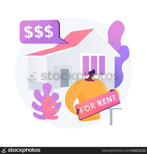 House for rent abstract concept vector illustration. Booking house online, best rental property, real estate service, accommodation marketplace, rental listing, monthly rent abstract metaphor.. House for rent abstract concept vector illustration.