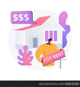 House for rent abstract concept vector illustration. Booking house online, best rental property, real estate service, accommodation marketplace, rental listing, monthly rent abstract metaphor.. House for rent abstract concept vector illustration.