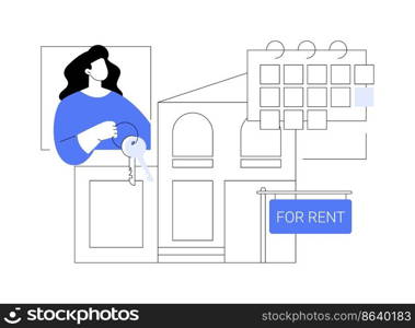 House for rent abstract concept vector illustration. Booking house online, best rental property, real estate service, accommodation marketplace, rental listing, monthly rent abstract metaphor.. House for rent abstract concept vector illustration.