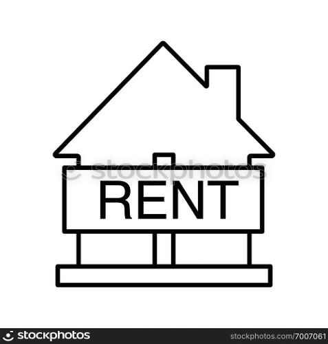 House for rent linear icon. Thin line illustration. Rental property. Real estate market. contour symbol. Vector isolated outline drawing. House for rent linear icon