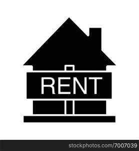 House for rent sign glyph icon. Rental property silhouette symbol. Real estate market. Vector isolated illustration