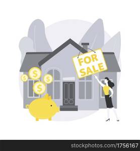 House for sale abstract concept vector illustration. Selling house best deal, real estate agent services, residential and commercial property, mortgage broker, auction bid abstract metaphor.. House for sale abstract concept vector illustration.