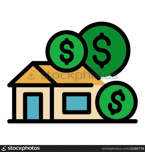 House for sale icon. Outline house for sale vector icon thin line color flat on white. House for sale icon color outline vector
