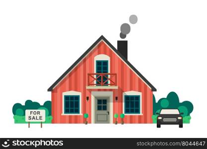 House for sale or rent. Real Estate vector banner in flat style.