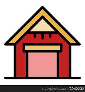 House garage icon. Outline house garage vector icon color flat isolated. House garage icon color outline vector