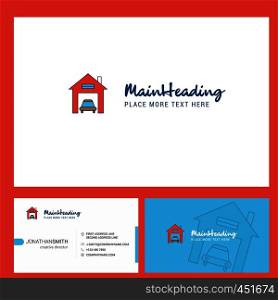 House garage Logo design with Tagline & Front and Back Busienss Card Template. Vector Creative Design