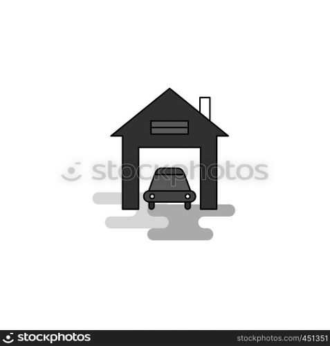House garage Web Icon. Flat Line Filled Gray Icon Vector