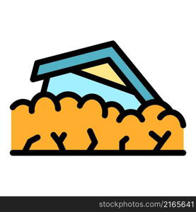 House ground collapse icon. Outline house ground collapse vector icon color flat isolated. House ground collapse icon color outline vector