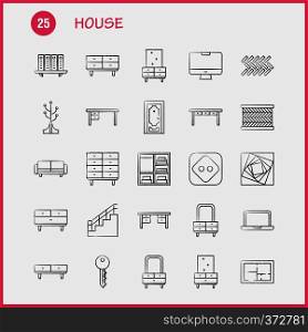 House Hand Drawn Icon for Web, Print and Mobile UX/UI Kit. Such as: Couch, Furniture, Sofa, Interior, Chest, Drawer, Furniture, Keep, Pictogram Pack. - Vector