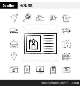House Hand Drawn Icon for Web, Print and Mobile UX/UI Kit. Such as: Paper, Plane Paper, Plane, Startup, House, Magnifying, Glass, Pictogram Pack. - Vector