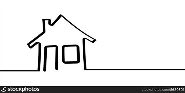 House, home line pattern. For sale signboard. Cartoon board icon or logo. Agent to advertise a house listing. Cartoon house for sell logo. Sales or sold. Communication, marketing idea.
