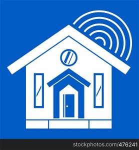 House icon white isolated on blue background vector illustration. House icon white