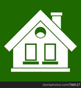 House icon white isolated on green background. Vector illustration. House icon green