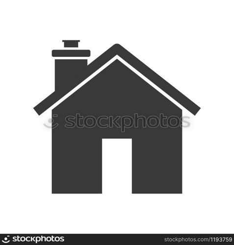 House icon with chimney in vector