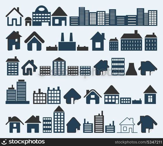 House icon6. Set of icons of houses. A vector illustration