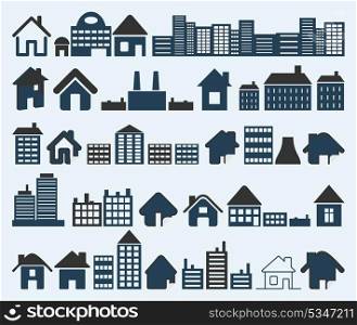 House icon6. Set of icons of houses. A vector illustration