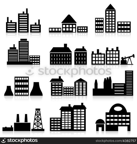 House icon7. Set of icons of houses. A vector illustration
