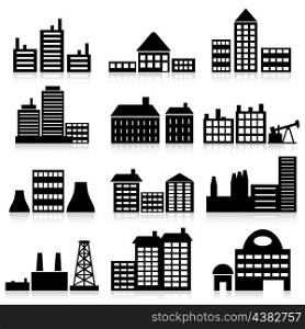 House icon7. Set of icons of houses. A vector illustration