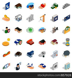 House icons set. Isometric style of 36 house vector icons for web isolated on white background. House icons set, isometric style