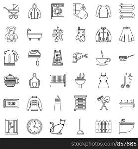 House icons set. Outline style of 36 house vector icons for web isolated on white background. House icons set, outline style
