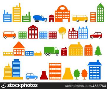 House icons7. Set of icons of houses. A vector illustration