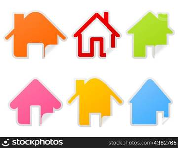 House icons8. Dark blue icons of small houses for web design. A vector illustration