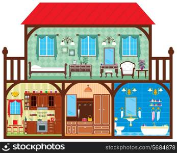 House in a cut which depicts the living rooms.